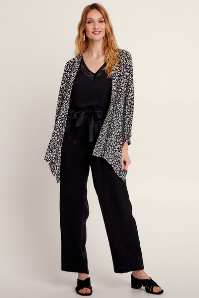 Pantalon flou fils métallisés noir femme