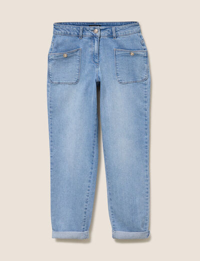 Jean coupe mom 7/8&egrave;me denim double stone femme