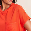 T-shirt col rond manches courtes poches orange fonc&eacute; femme