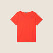 T-shirt manches courtes brodé orange foncé femme