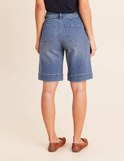 Bermuda en denim denim stone femme