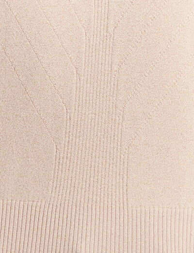 Pull manches longues col en V couleur or femme
