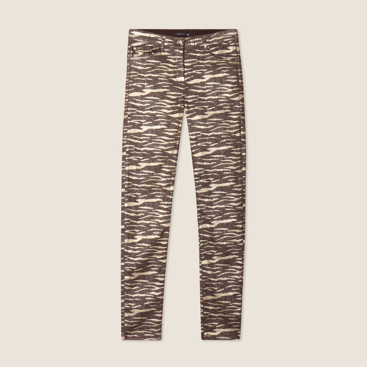 Pantalon ajusté enduit noir femme