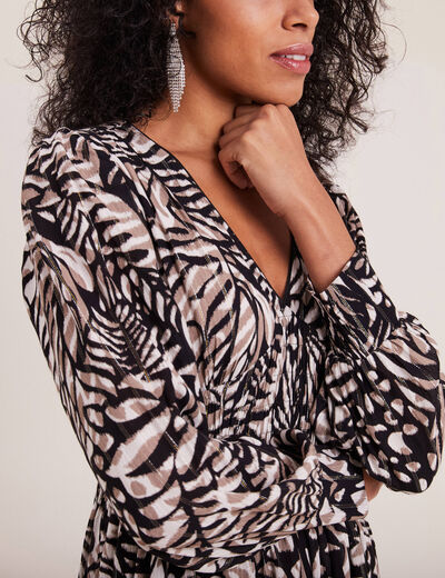 Robe évasée fluide marron clair femme