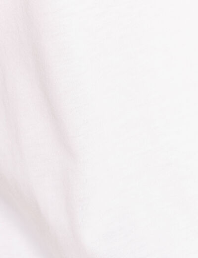 T-shirt broderie bas resserr&eacute; blanc femme