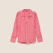 Chemise droite longue fluide col chemise rouge femme