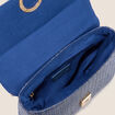 Sac raphia bandouli&egrave;re cha&icirc;ne bleu fonc&eacute; femme
