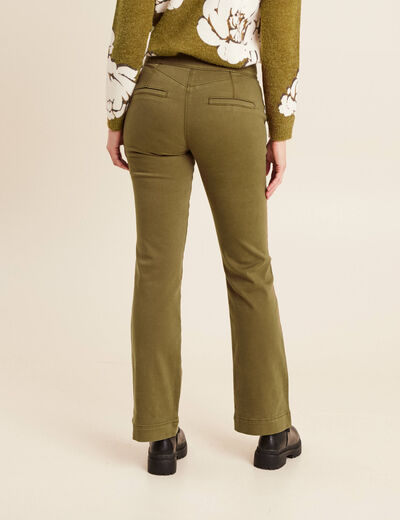 Pantalon coupe bootcut &agrave; pont vert olive femme