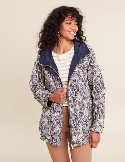 parka cintrée réversible à capuche beige femme