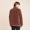 Manteau droit court en bouclette marron fonc&eacute; femme