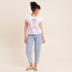 T-shirt col rond manches courtes ecru femme