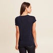 T-shirt col rond manches courtes bleu marine femme