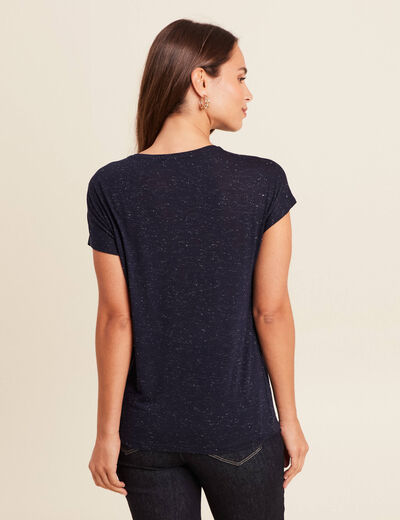 T-shirt col rond manches courtes bleu marine femme