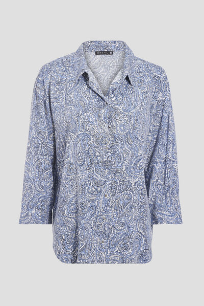 Chemise manches 3/4 blanc femme