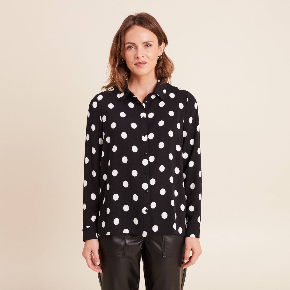 Chemise fluide manches longues noir femme