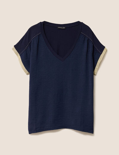 T-shirt maille légère manches courtes noir femme
