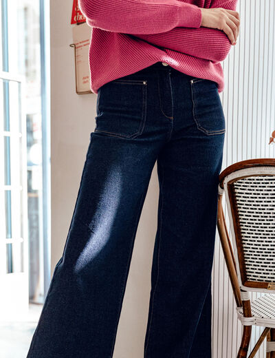 Jean large taille haute denim brut femme