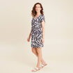 Robe droite fluide col en V bleu foncé femme
