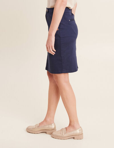 Jupe droite à pont bleu marine femme