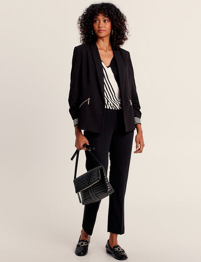 Veste esprit tailleur ajustée noir femme