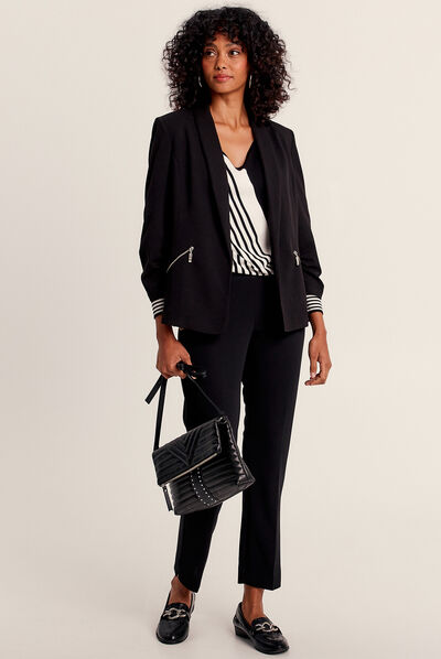 Veste esprit tailleur ajustée noir femme