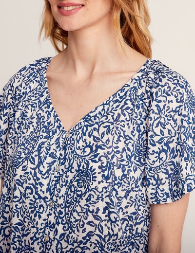 Blouse manches courtes blanc femme