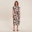 Robe midi droite ceinturée noir femme