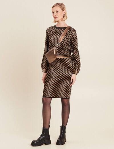 Jupe tricot ajustée noir femme