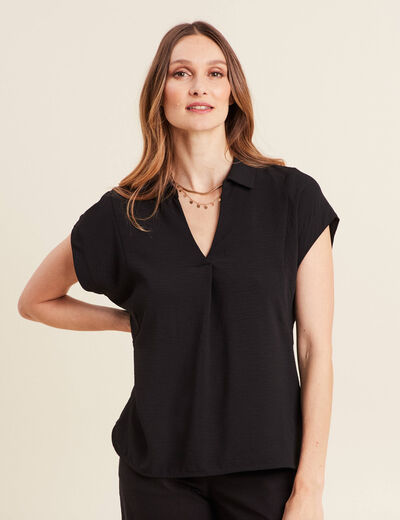 Blouse manches courtes noir femme