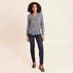 Chemise cintr&eacute;e manches longues bleu femme