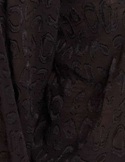 Blouse fluide col v manches longues noir femme