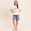 T-shirt col rond manches courtes blanc femme