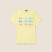 T-shirt col rond manches courtes jaune pastel femme