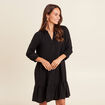 Robe courte évasée col chemise noir femme