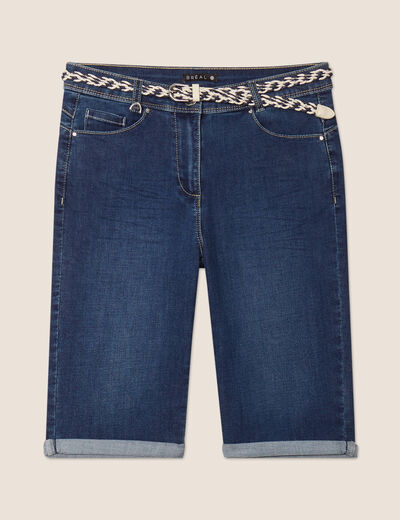 Bermuda ajusté en jean denim brut femme