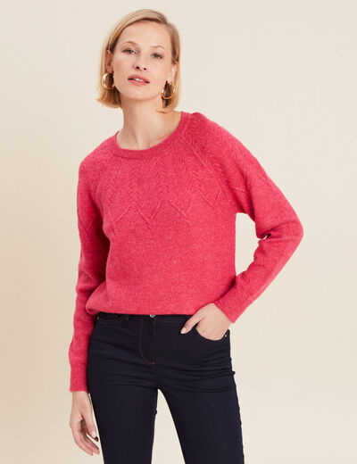 Pull manches longues rose framboise femme