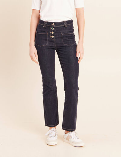 Jean raccourci coupe bootcut denim brut femme