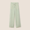 Pantalon large taille haute blanc femme