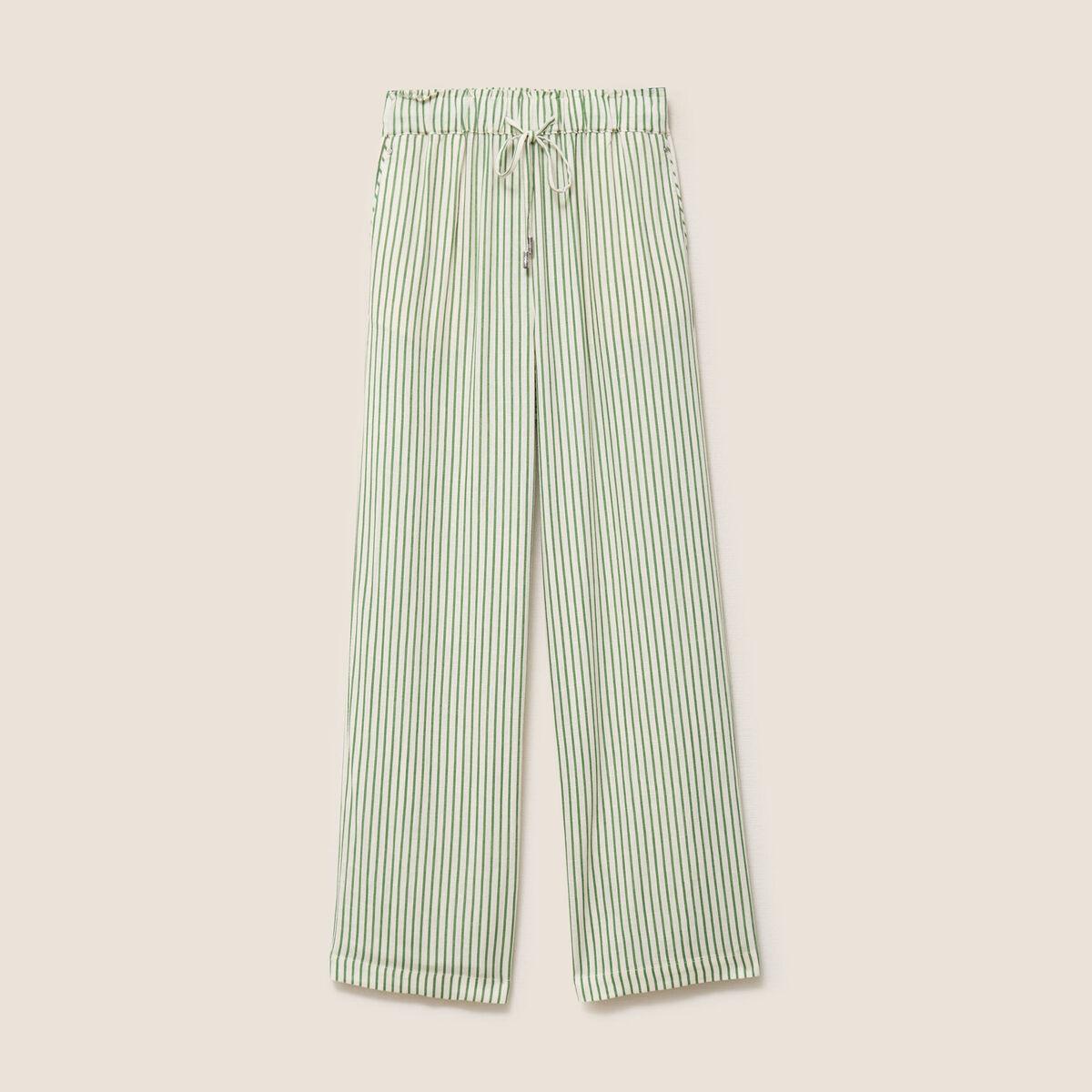 Pantalon large taille haute blanc femme
