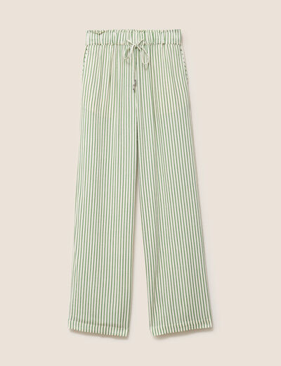 Pantalon large taille haute blanc femme