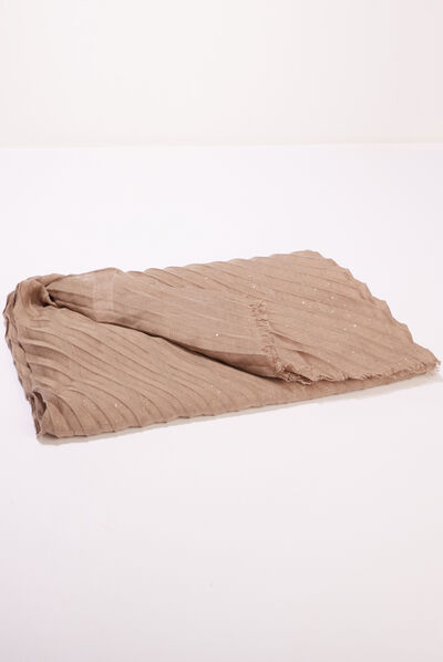 Foulard plissé taupe femme