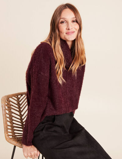 Pull manches longues bordeaux femme