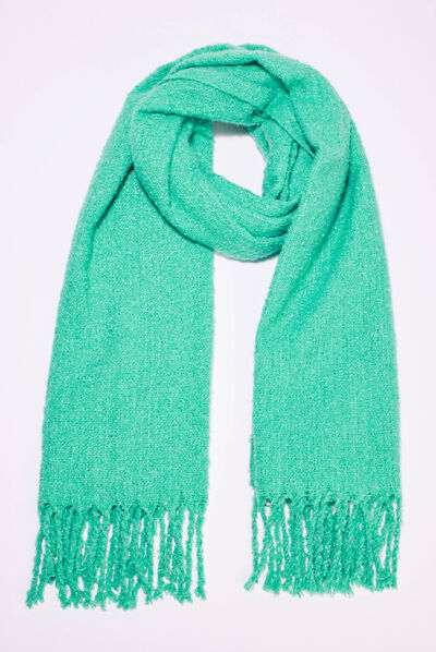 Écharpe à franges vert émeraude femme