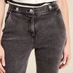 Jean droit taille haute long denim gris femme