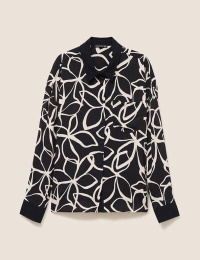Chemise ample mi-longue manches longues noir femme
