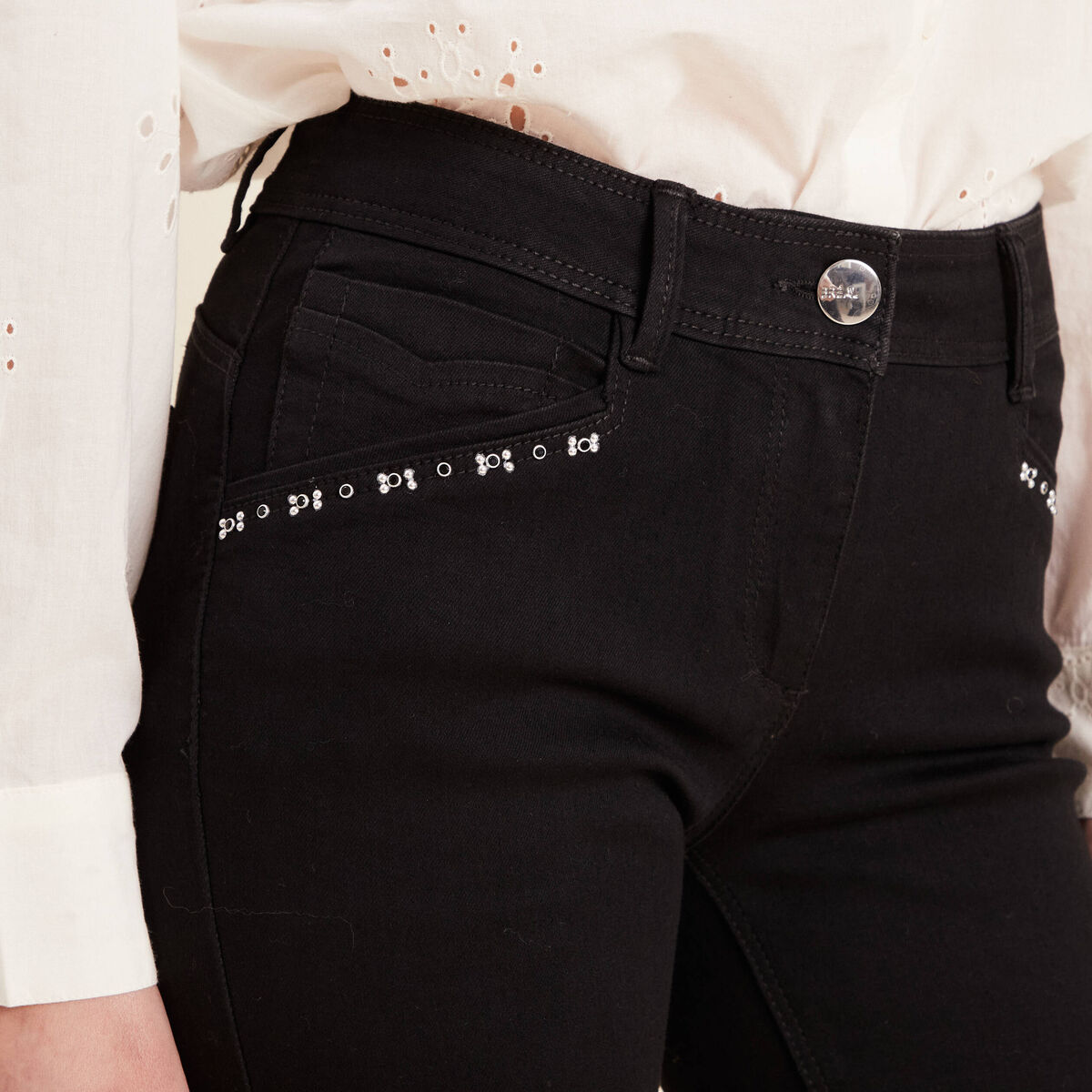 Jean bootcut taille basculée denim noir femme