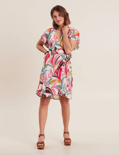 Robe portefeuille rose femme