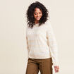 Pull manches longues ajouré beige femme