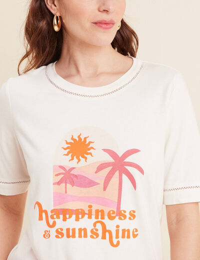 T-shirt manches courtes ecru femme