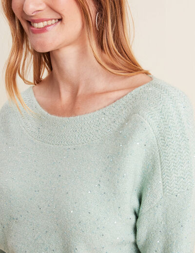 Pull manches longues vert clair femme